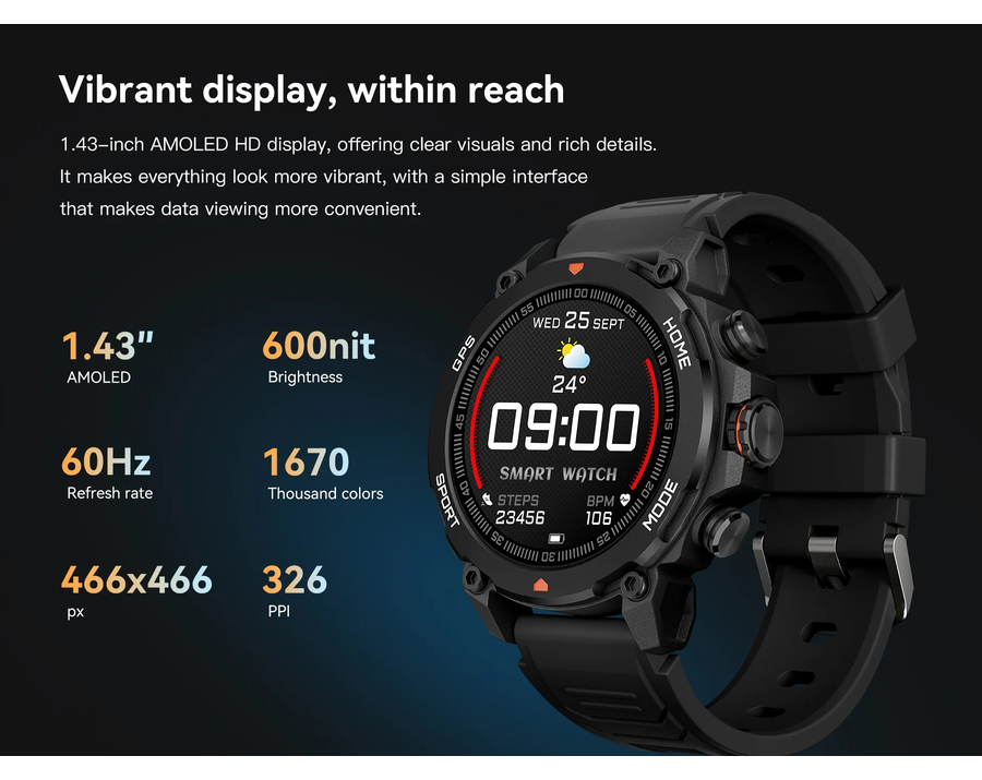 AuraFit - TREK 2 Sports Smartwatch with GPS Function (G6)